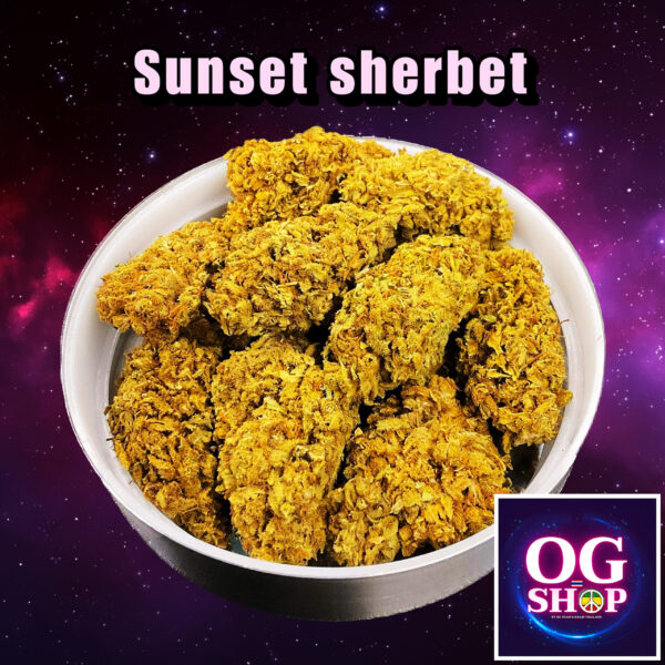 Cannabis flower Name Sunset sherbet Grow by OG team From OG shop Thailand ดอกแห้ง Sunset sherbet ปลูกโดย OG team จาก OG shop ประเทศไทย