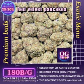 Cannabis flower Name Red velvet pancakes Grow by OG team From OG shop Thailand ดอกแห้ง Red velvet pancakes ปลูกโดย OG team จาก OG shop ประเทศไทย